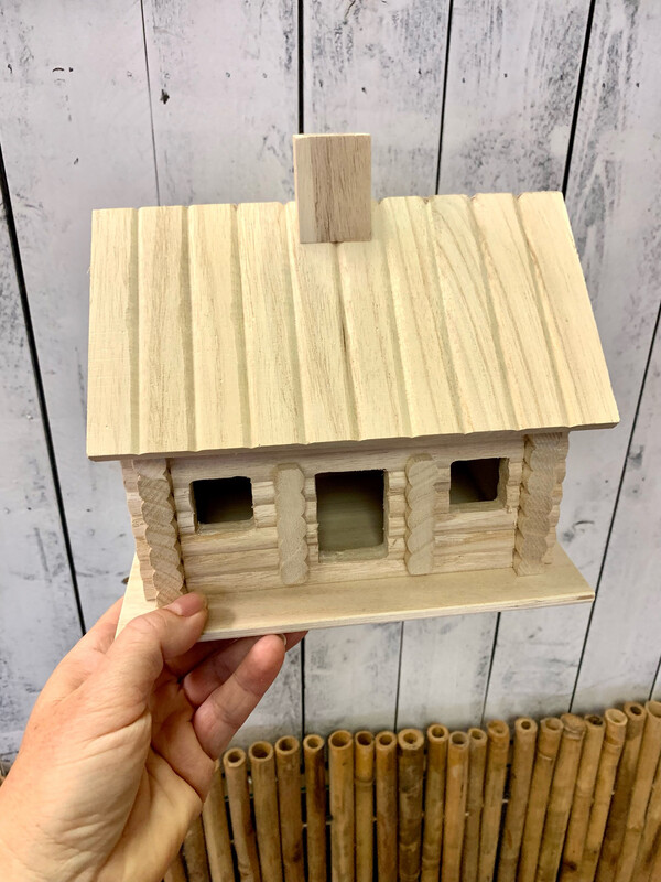9” Wooden Log Cabin
