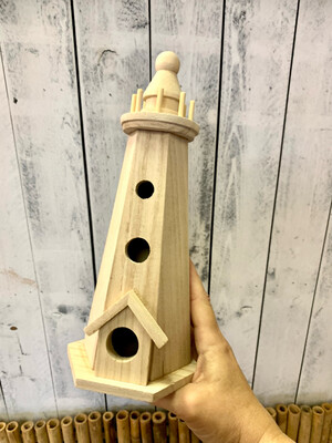 10.5” Wood Lighthouse Birdhouse Painting DIY Craft Kit