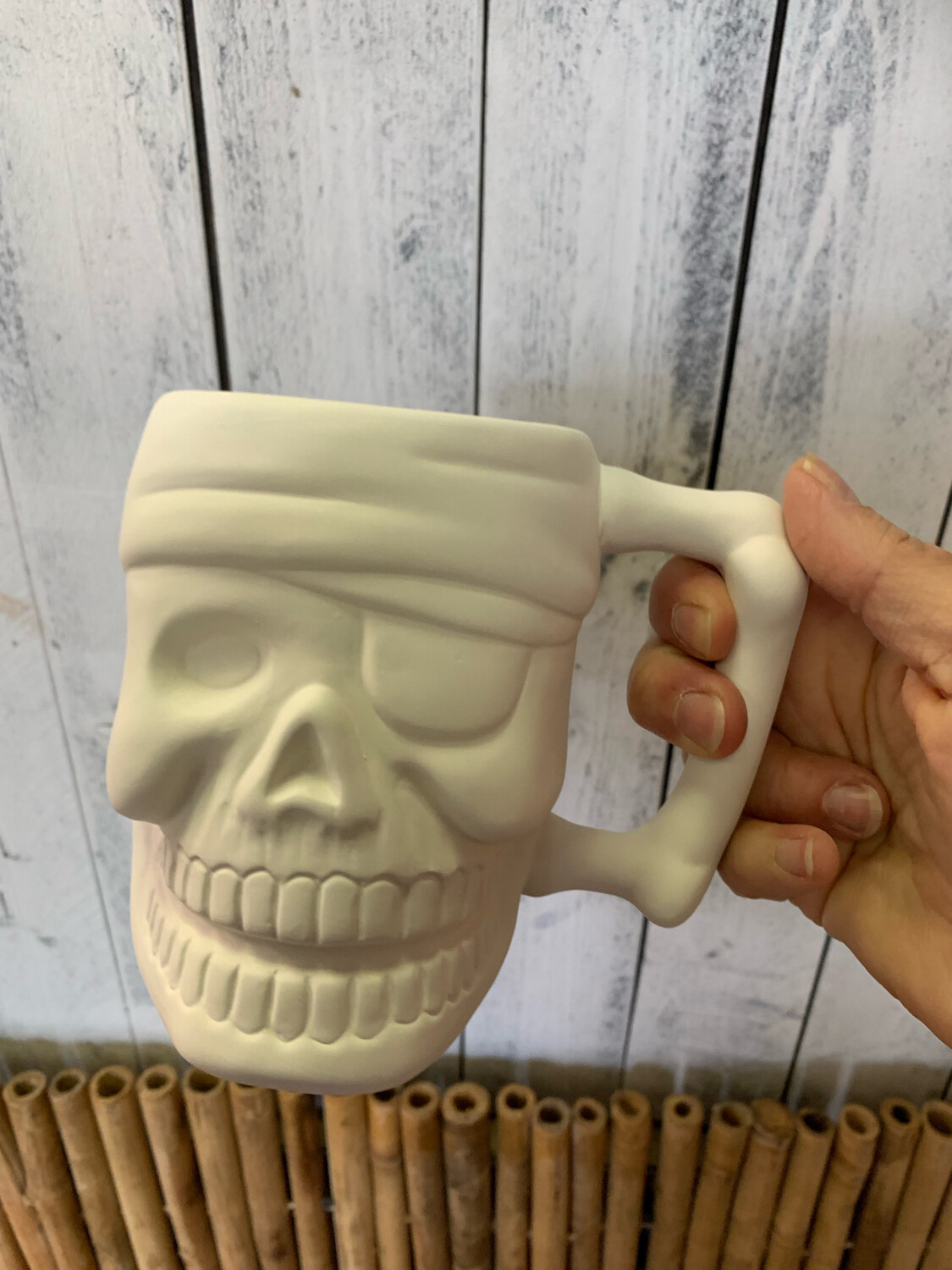 Paint Your Own Pottery - Ceramic 16 Ounce Pirate Skull Mug Painting Kit