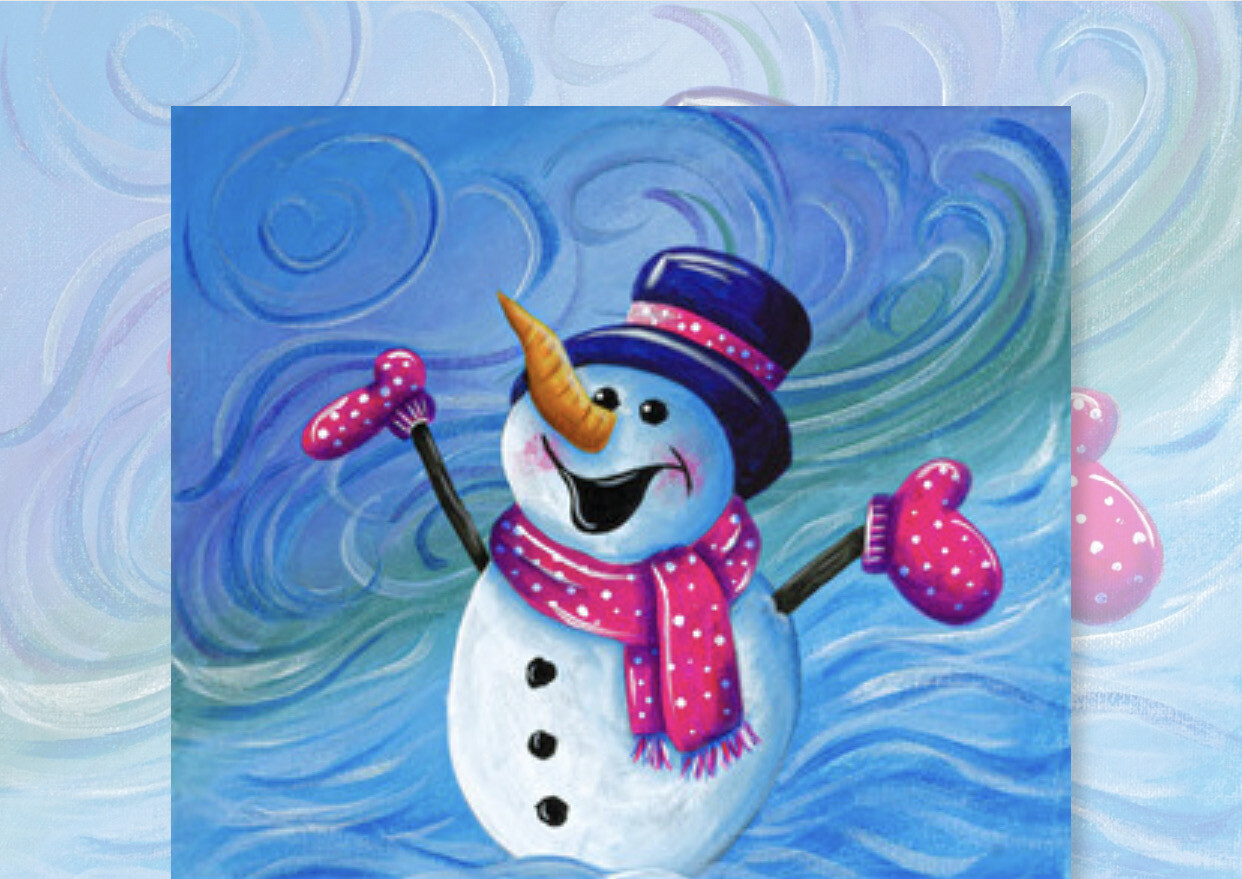 Kids Art Class - Saturday December 17 2022 - 4-5:30 PM - KIDS PAINT NIGHT - Happy Snowman