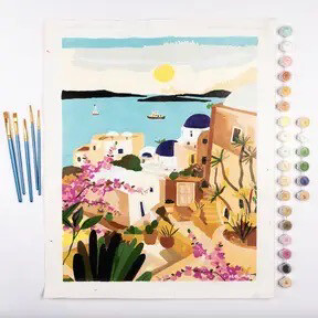 Dreamy Santorini Paint by Number Kit Deluxe