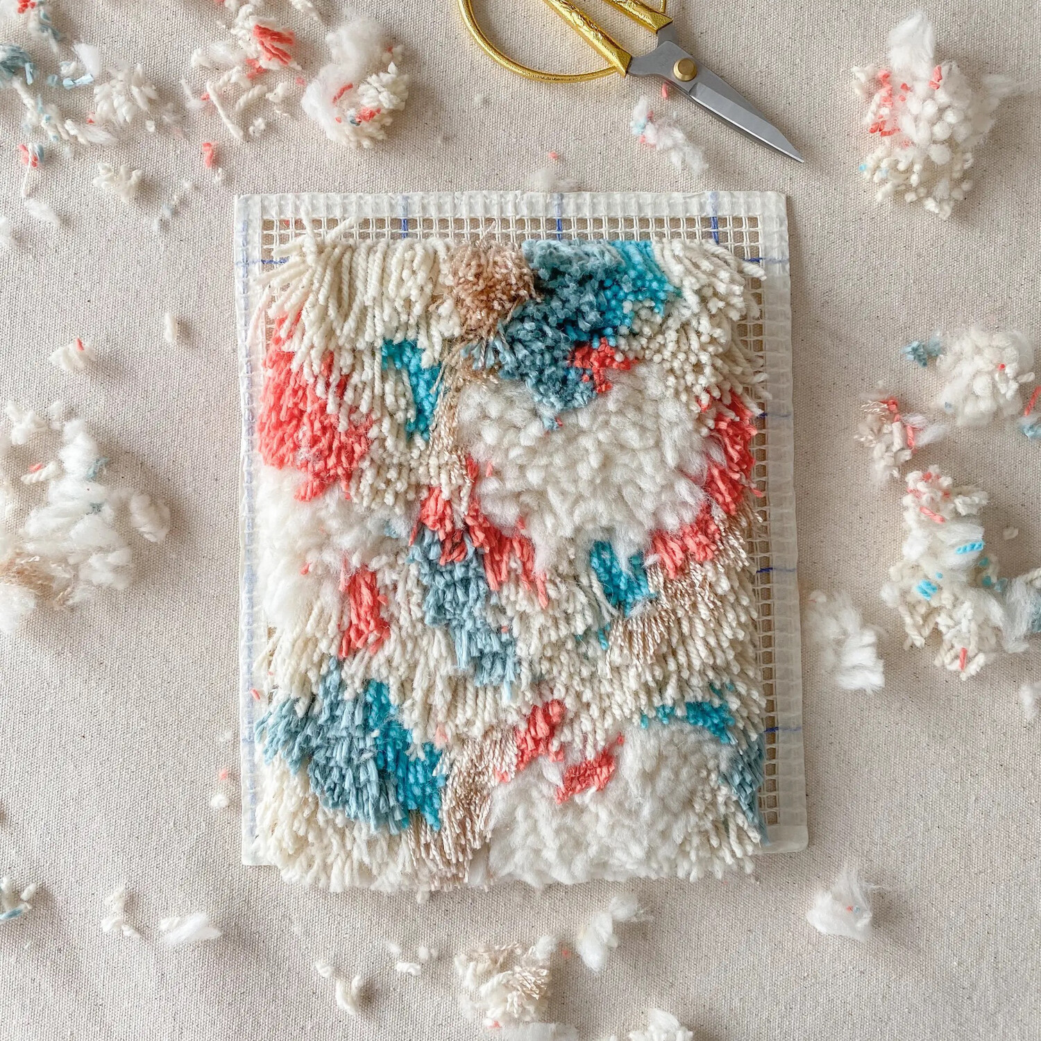 DIY Modern Teal And Coral Latch Hook Kit