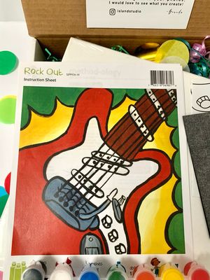 Rock Out Guitar KIDS Acrylic Paint On Canvas DIY Art Kit