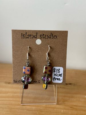 Purple Mosaic Drop Earrings
