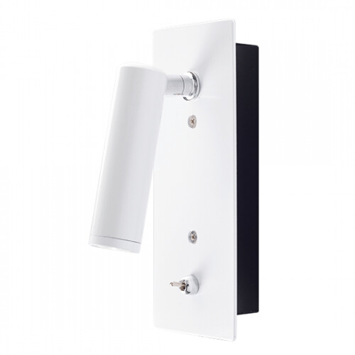 Metal wall lamp in white color with switch and Aca Decor Moving Spot.