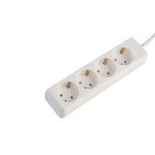 4-socket power strip with flexible cable 3X1-with 1.5M white color VK Hellas electric.