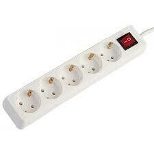 ​Multi-socket 5 sockets with flexible cable 3X1.5 with 1.5M cable and white switch V.K Hellas electric.