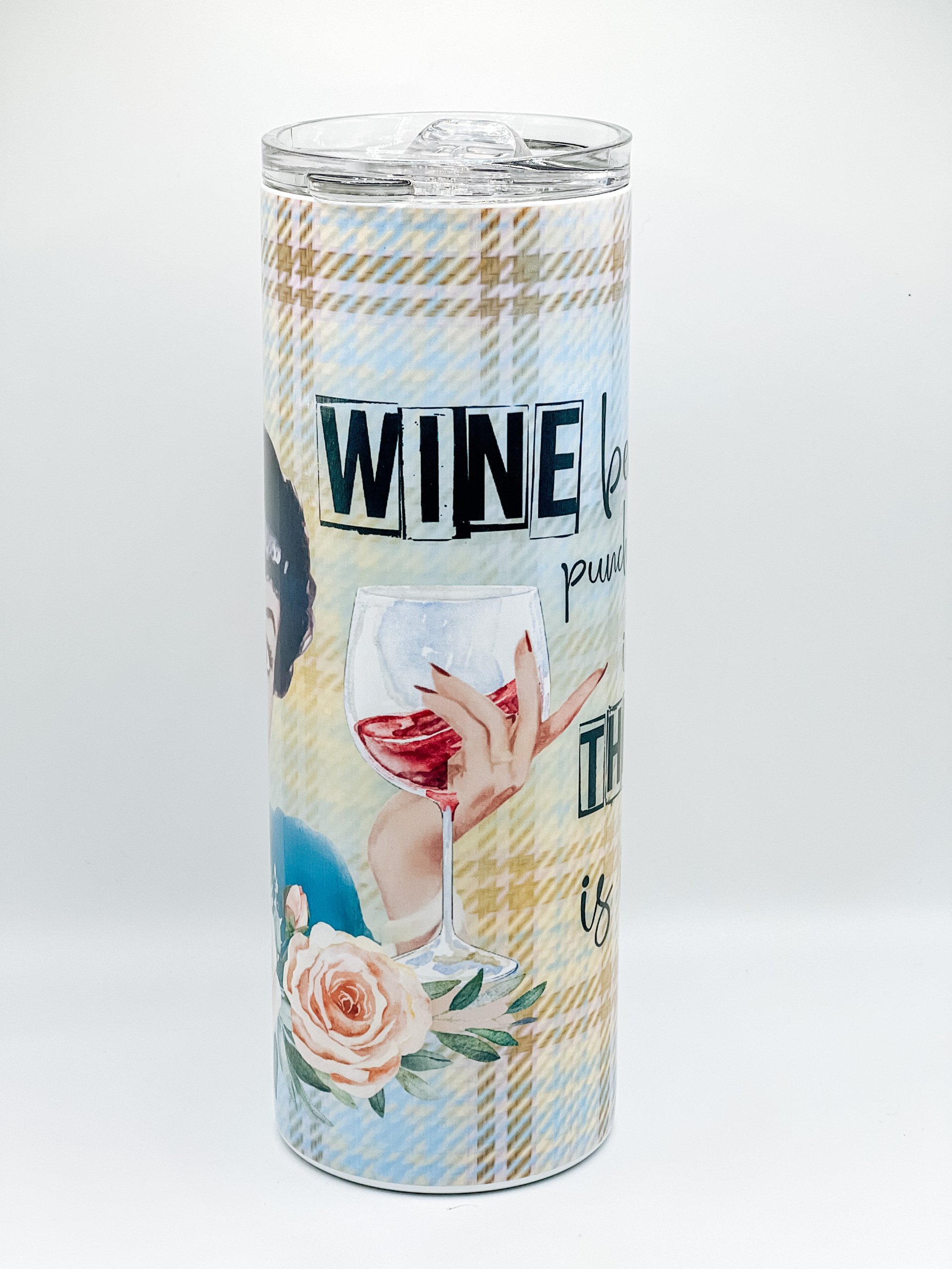 WINE because punching people in the throat is illegal - Retro Housewife Tumbler