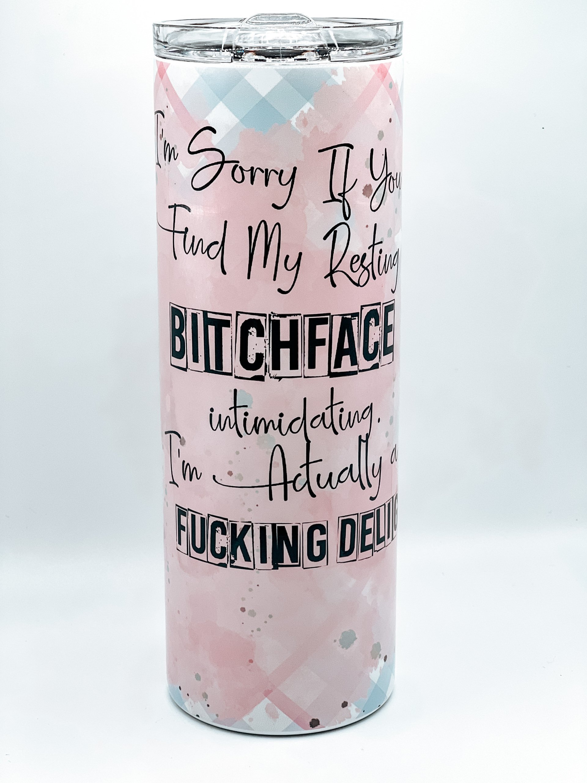I'm sorry if you find my resting bitch face intimidating- Retro Housewife Tumbler