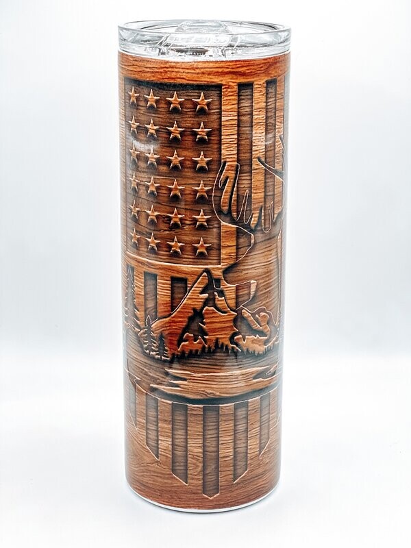 Deer hunting woodgrain Tumbler
