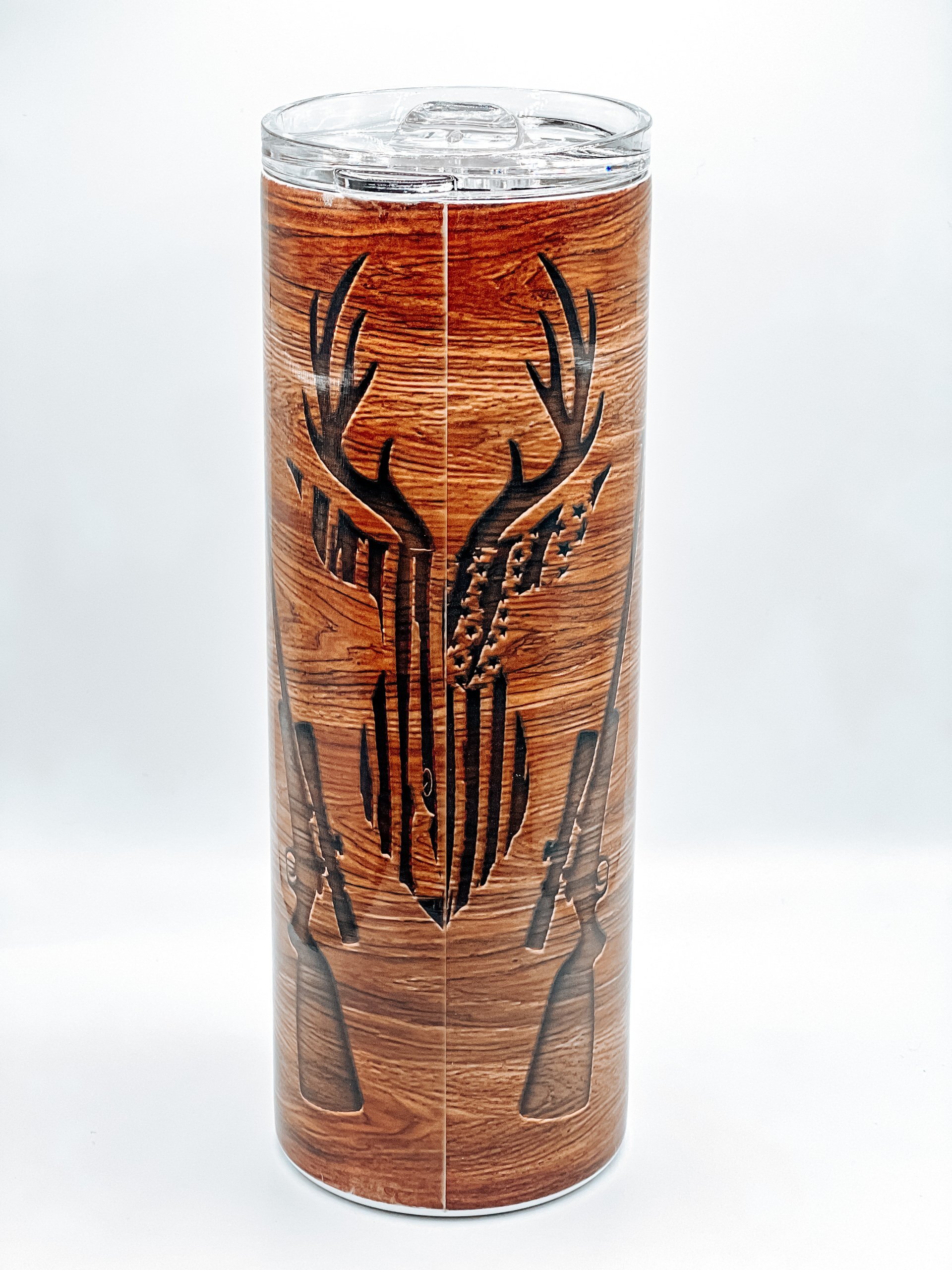 Deer hunting woodgrain Tumbler