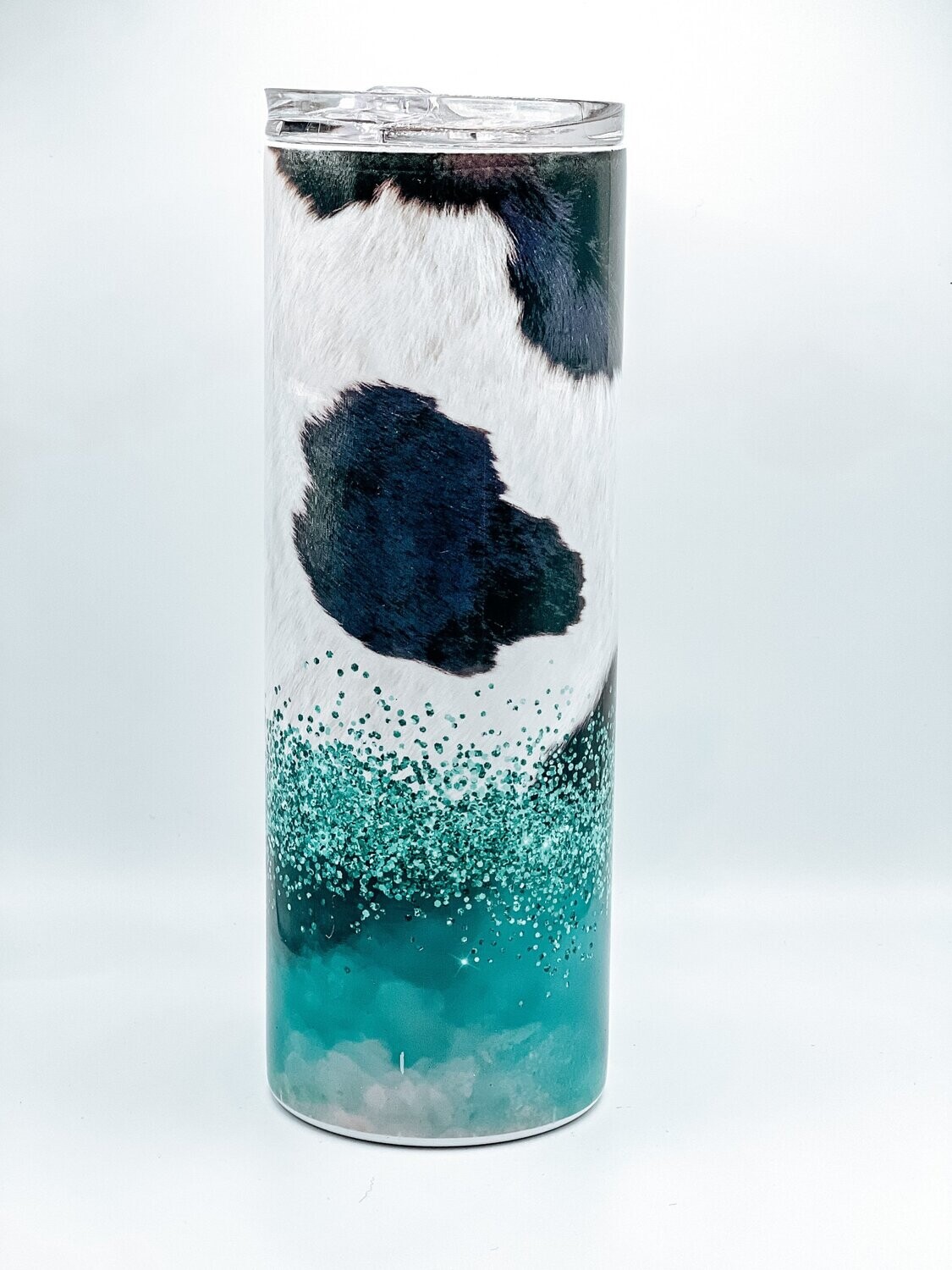 Cowhide teal glitter Tumbler