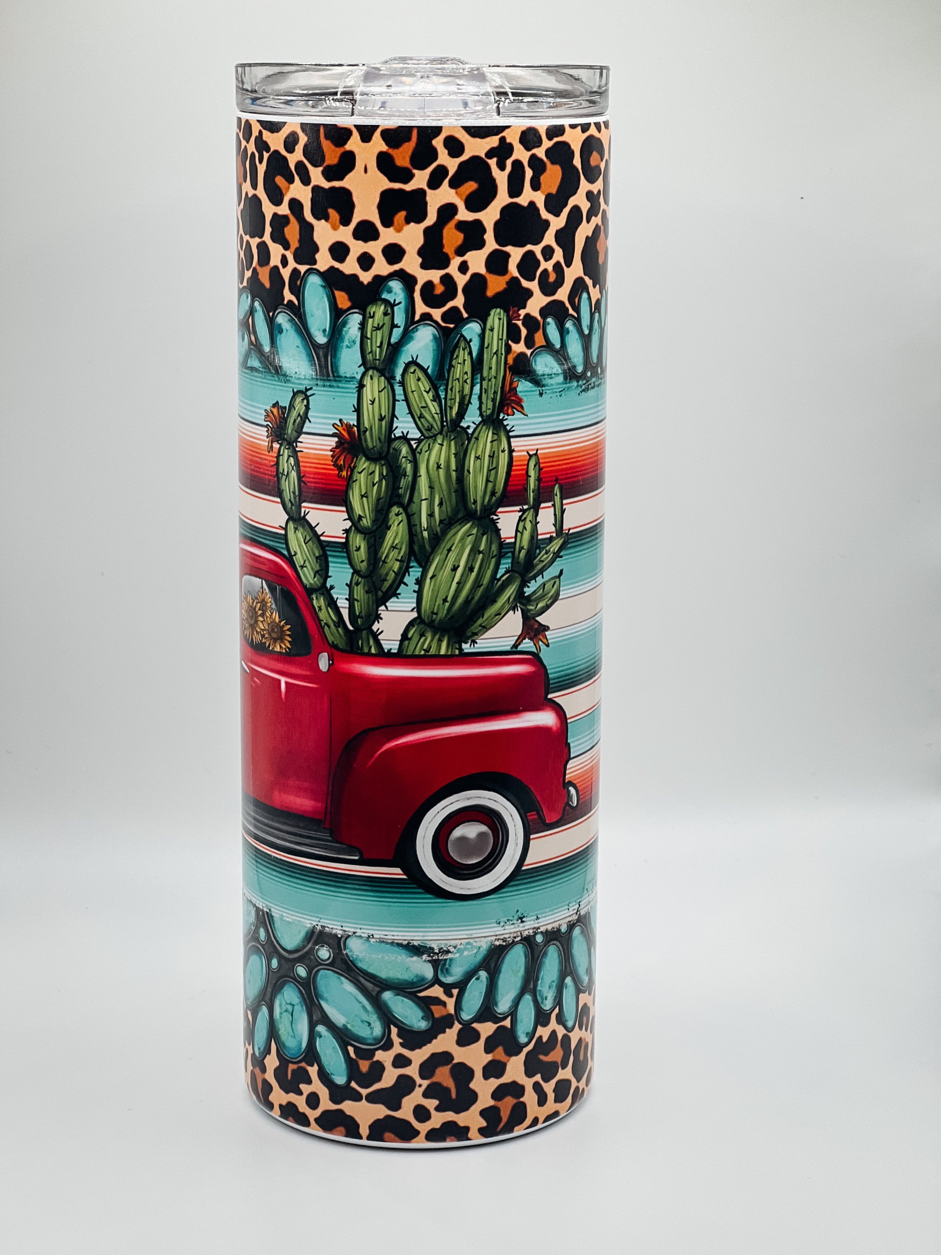 Red Truck Turquoise Stone Tumbler