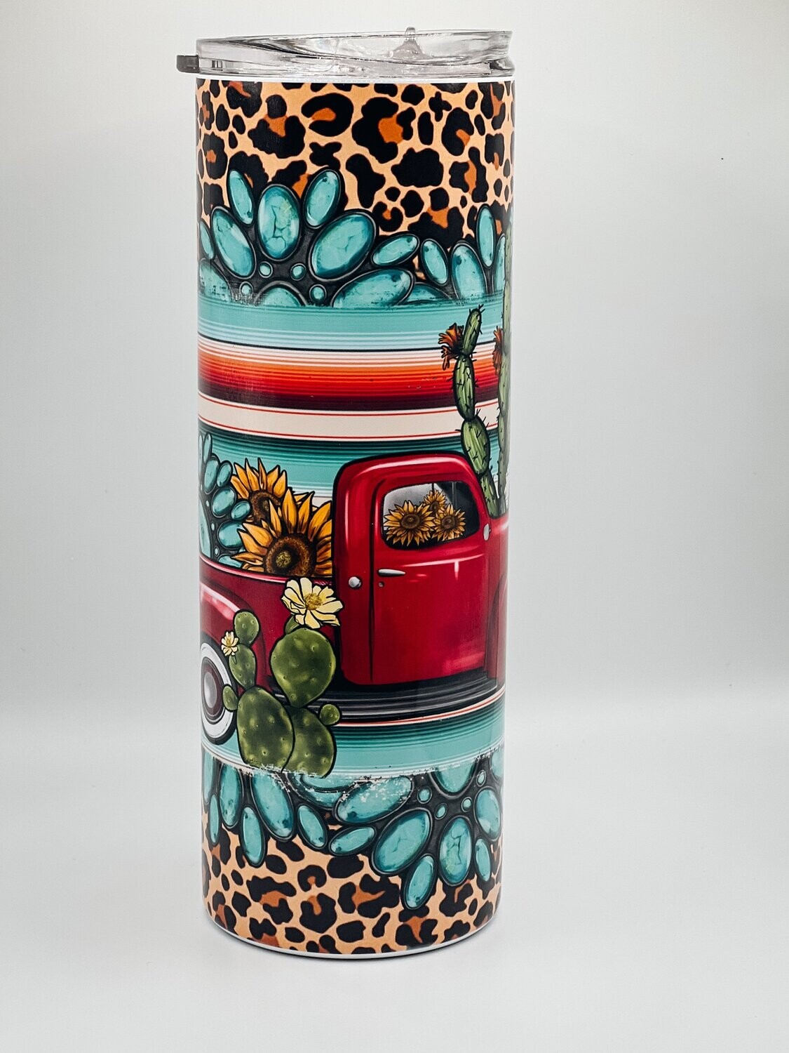 Red Truck Turquoise Stone Tumbler