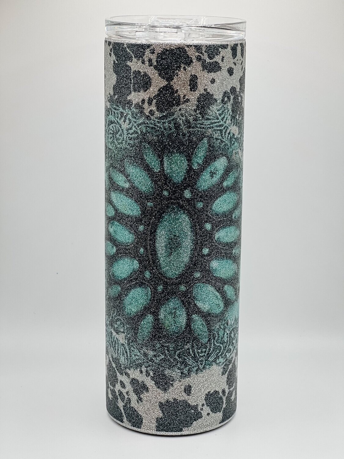 Turquoise stone  - White Glitter
