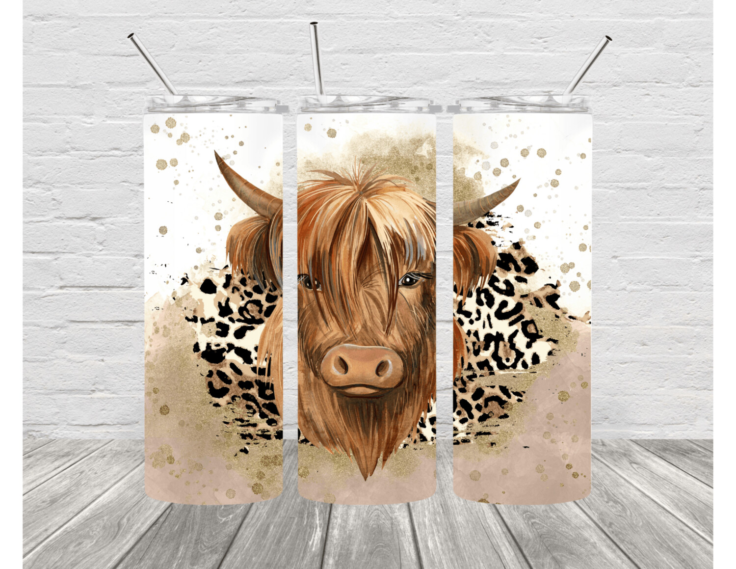 Highland Cow leopard Tumbler