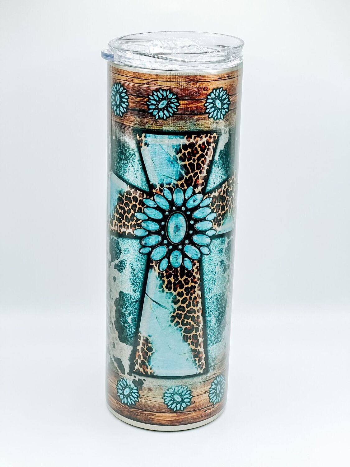 Turquoise stone cross - Stainless Tumbler