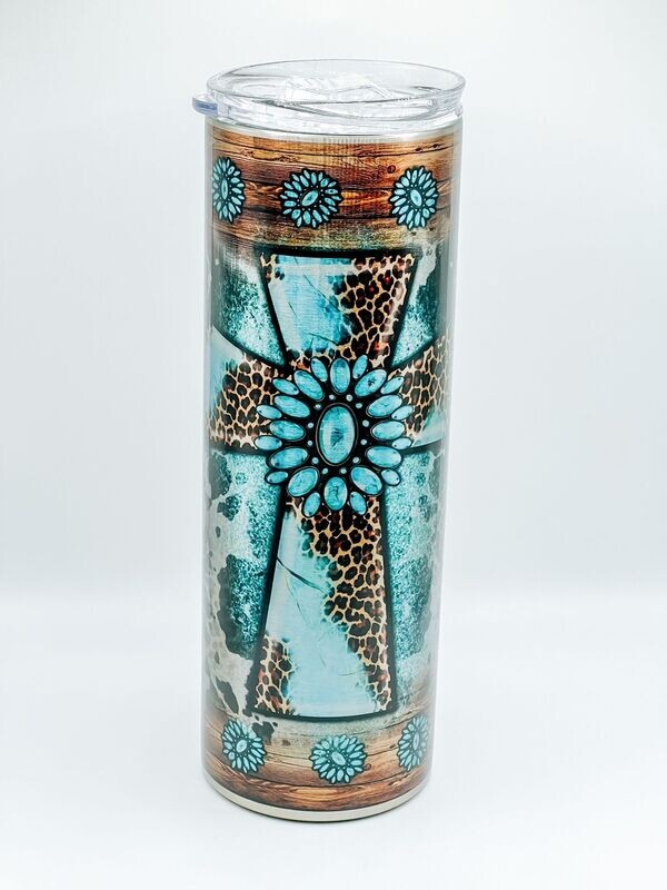 Turquoise stone cross - Stainless Tumbler
