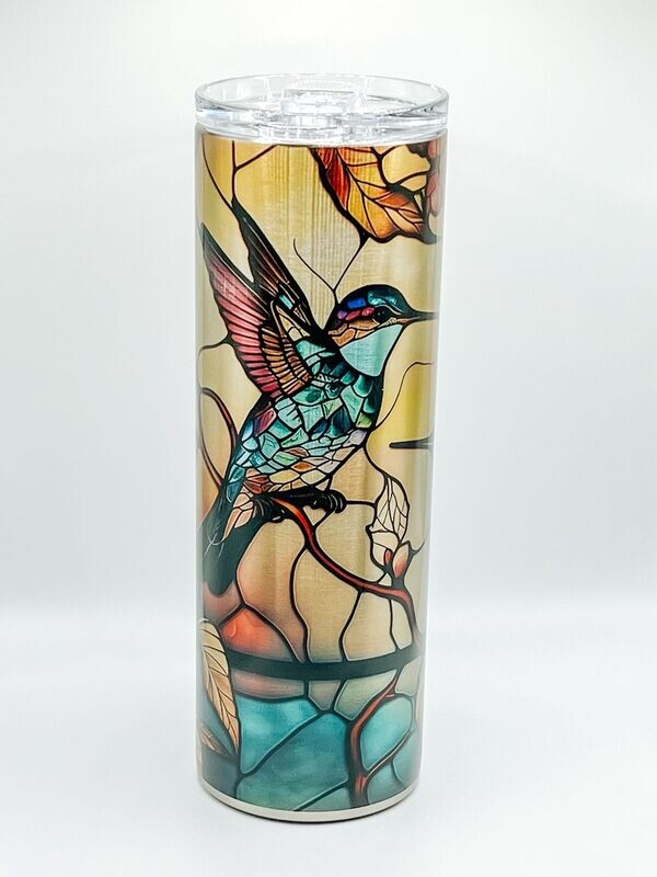 Stained Glass Hummingbird Tumbler