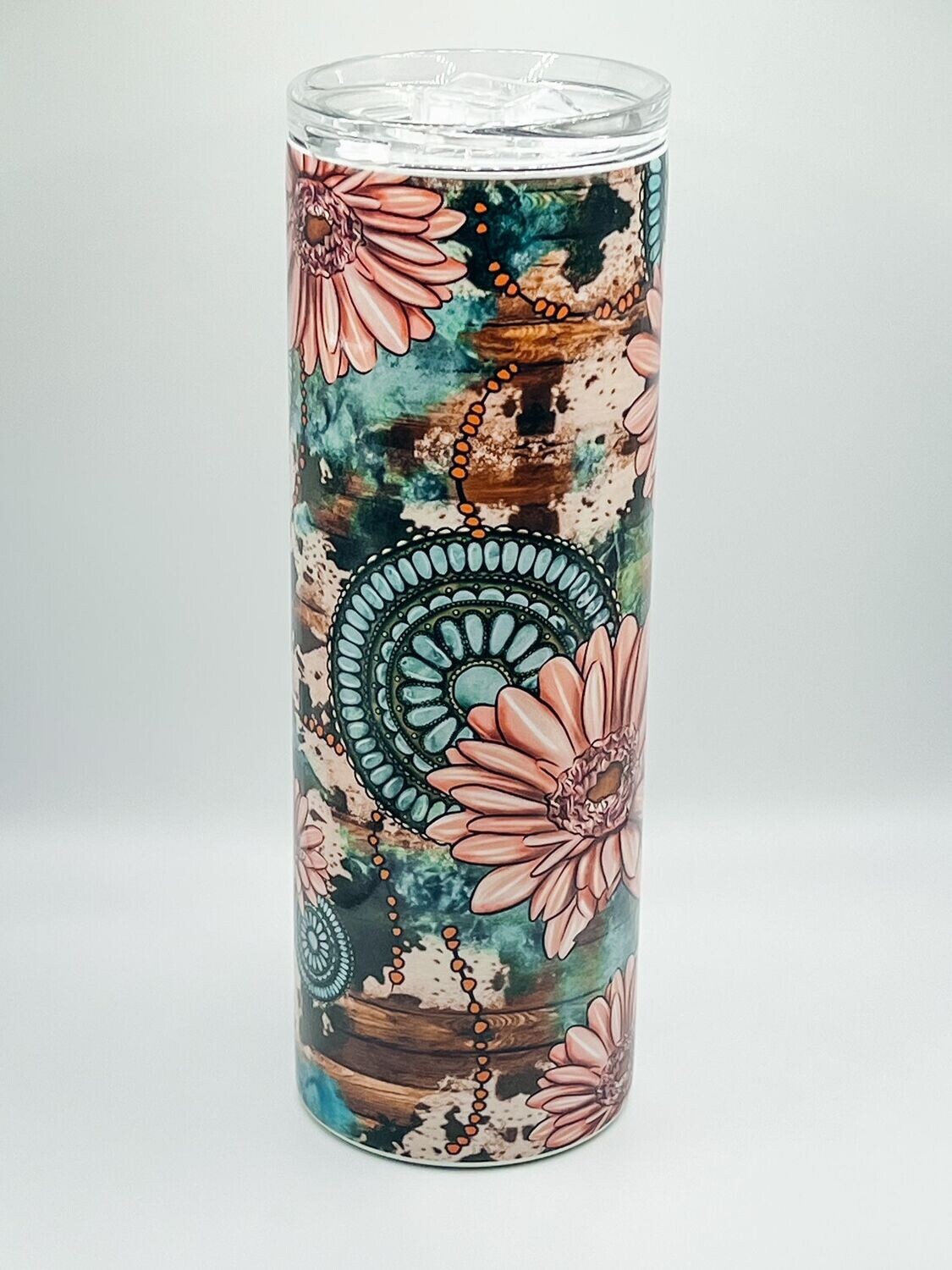 Flowers and turquoise stones Tumbler