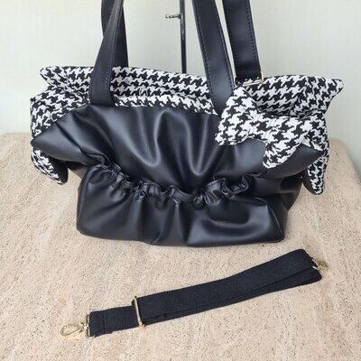 Coco Bag eco pelle black + pied de poul