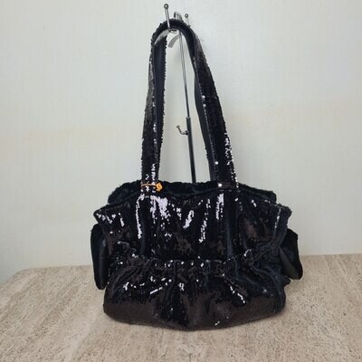 Coco Bag black paillettes + Black 32x16x27cm