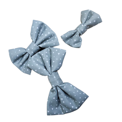 Fabric Dog Bow Tie with Fixed Velcro Closure - Grey