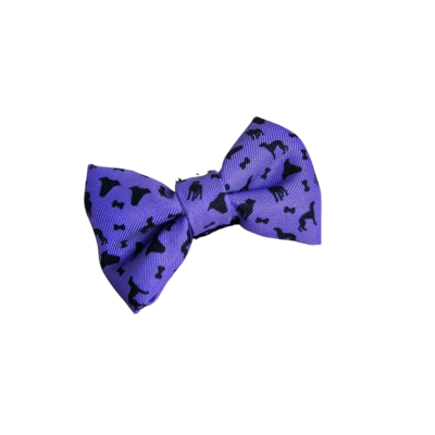 Fabric Dog Bow Tie with Fixed Velcro Closure - purple with greyhounds