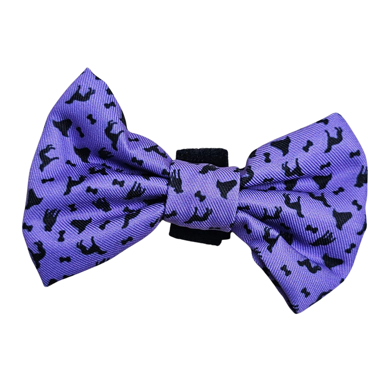 Fabric Dog Bow Tie with Fixed Velcro Closure - purple with greyhounds, Size: S 6cm