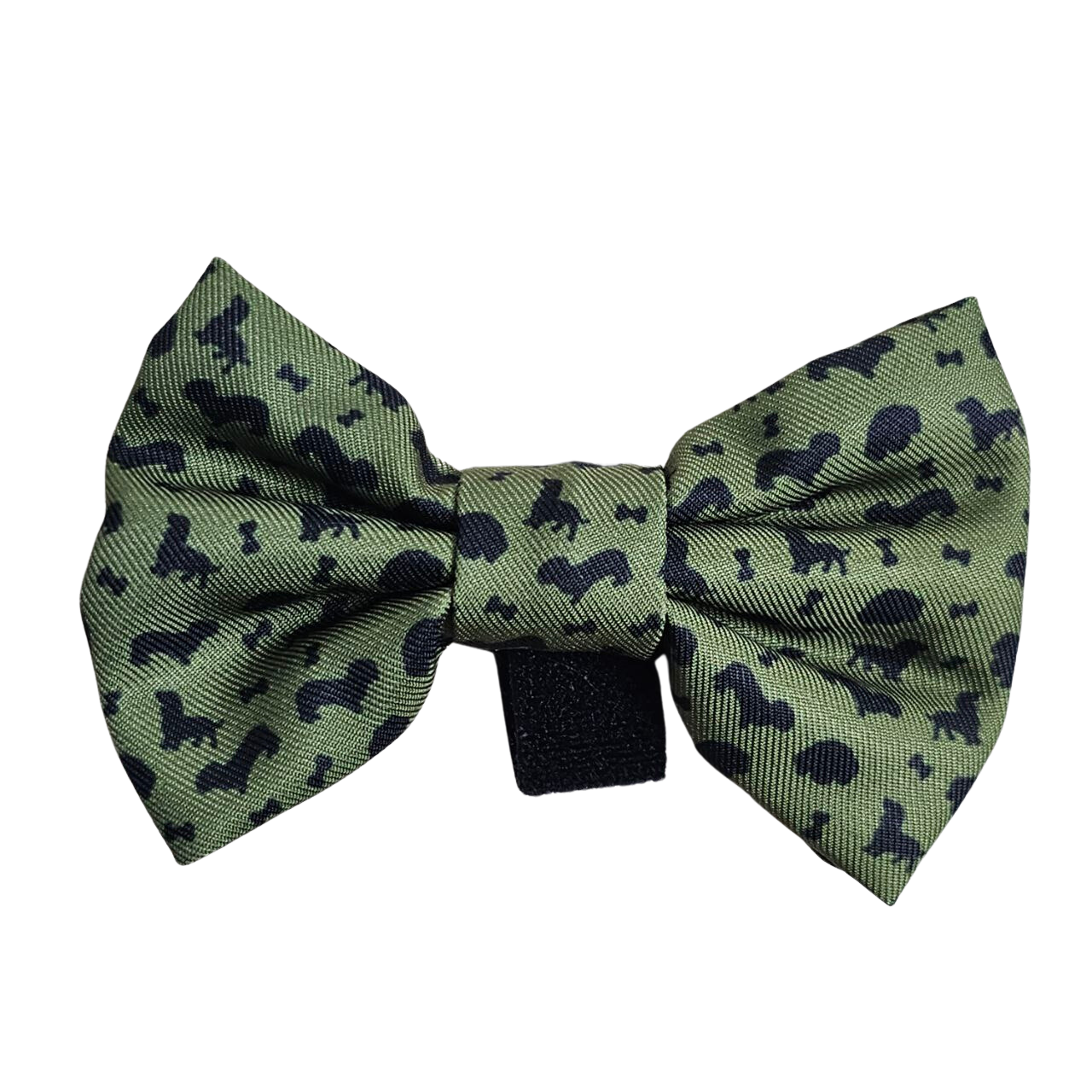 Fabric Dog Bow Tie with Fixed Velcro Closure - green with dachshund (S - 6cm)