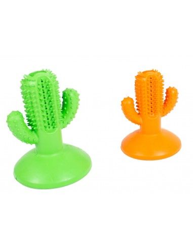 Rubber toy cactus with suction cup and snack holder