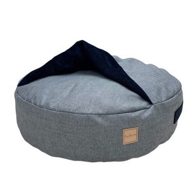 Cave bed Caverna Grijs + bambu blue 65cm