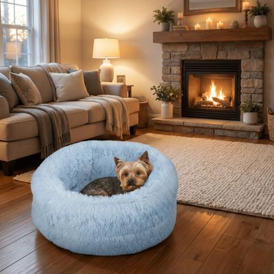 O'lala Pets - Terezie Fluffy Donut Bed - Light Blue
