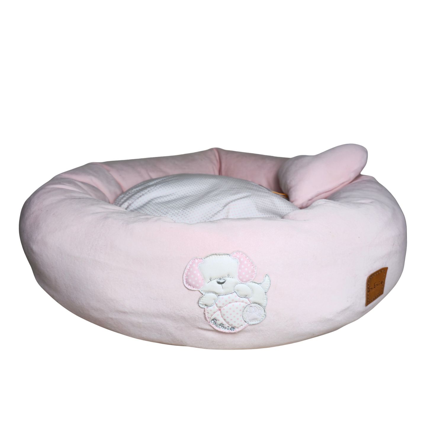Bagel dog bed Girella Ciniglia Pink + Pois Pink 65cm
