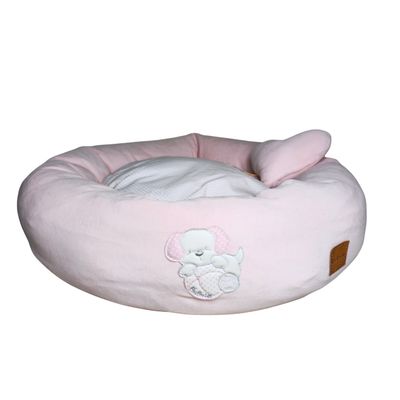 Bagel dog bed Girella Ciniglia Pink + Pois Pink 65cm