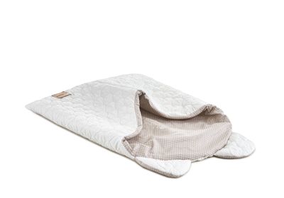 Baubaru Luxe Slaapzak – 100% Katoen – Wit met Beige Stipjes & Oortjes (45x42 cm) Baubaru Luxe Slaapzak – 100% Katoen – Wit met Beige Stipjes & Oortjes (45x42 cm)