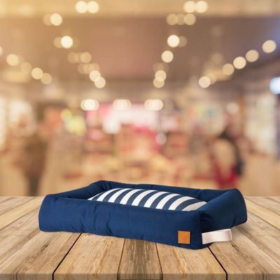 Dinghy Rechteckiges Hundebett – Deep Blue / Stripe Blue