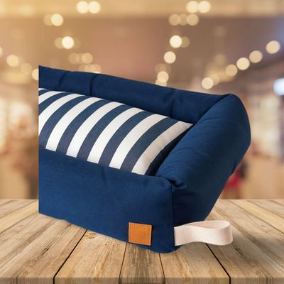 Dinghy Rectangular Dog Bed – Deep Blue / Stripe Blue