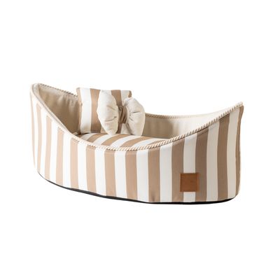 Barchetti Dog Bed – Striped Camel / Soft Panna (60x35x13 cm)