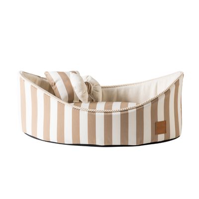 Panier Chien Barchetti – Striped Camel / Soft Panna (60x35x13 cm)