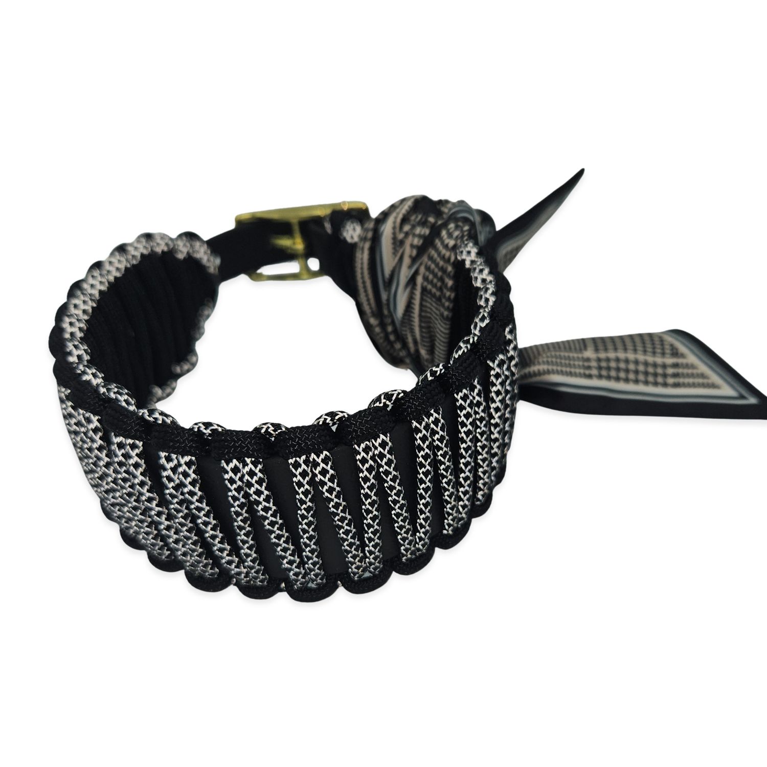 Halsband Nova Wide Reflector – BioThane® & Paracord - Skyo, Kleur: Zwart