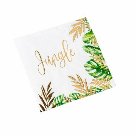 SERVIETTE TROPICAL JUNGLE VERT ET OR 33X33CM 3 PLIS (x16)