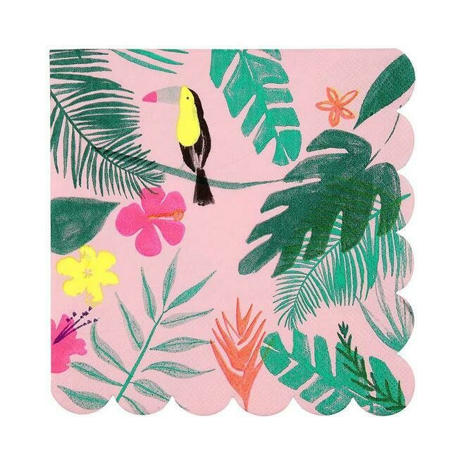 SERVIETTE ROSE TROPICAL GRAND MODELE (x20)