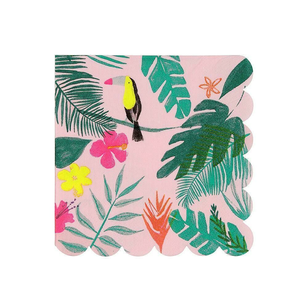 SERVIETTE ROSE TROPICAL PETIT MODELE (x20)