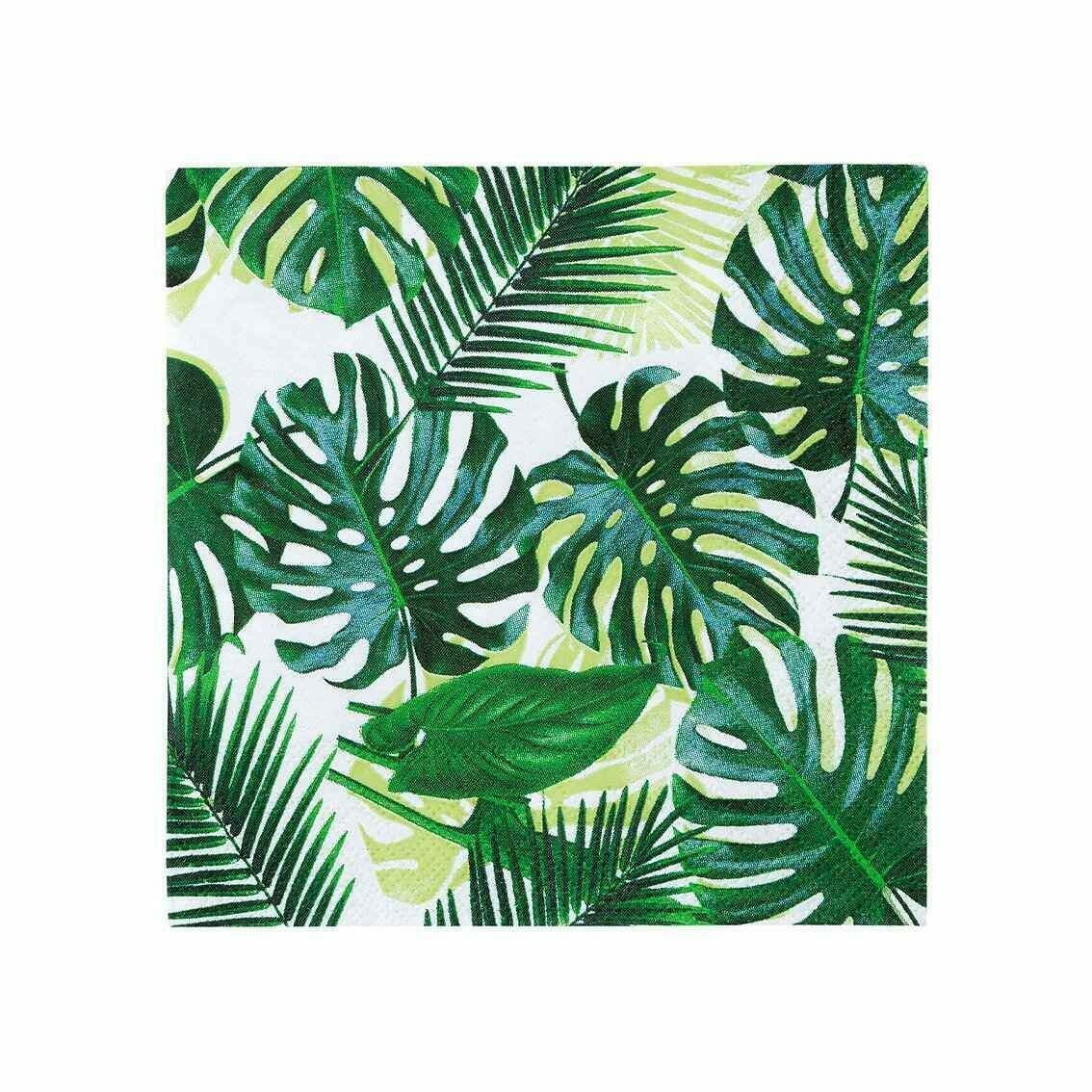SERVIETTE COCKTAIL FEUILLES TROPICALES (x12)