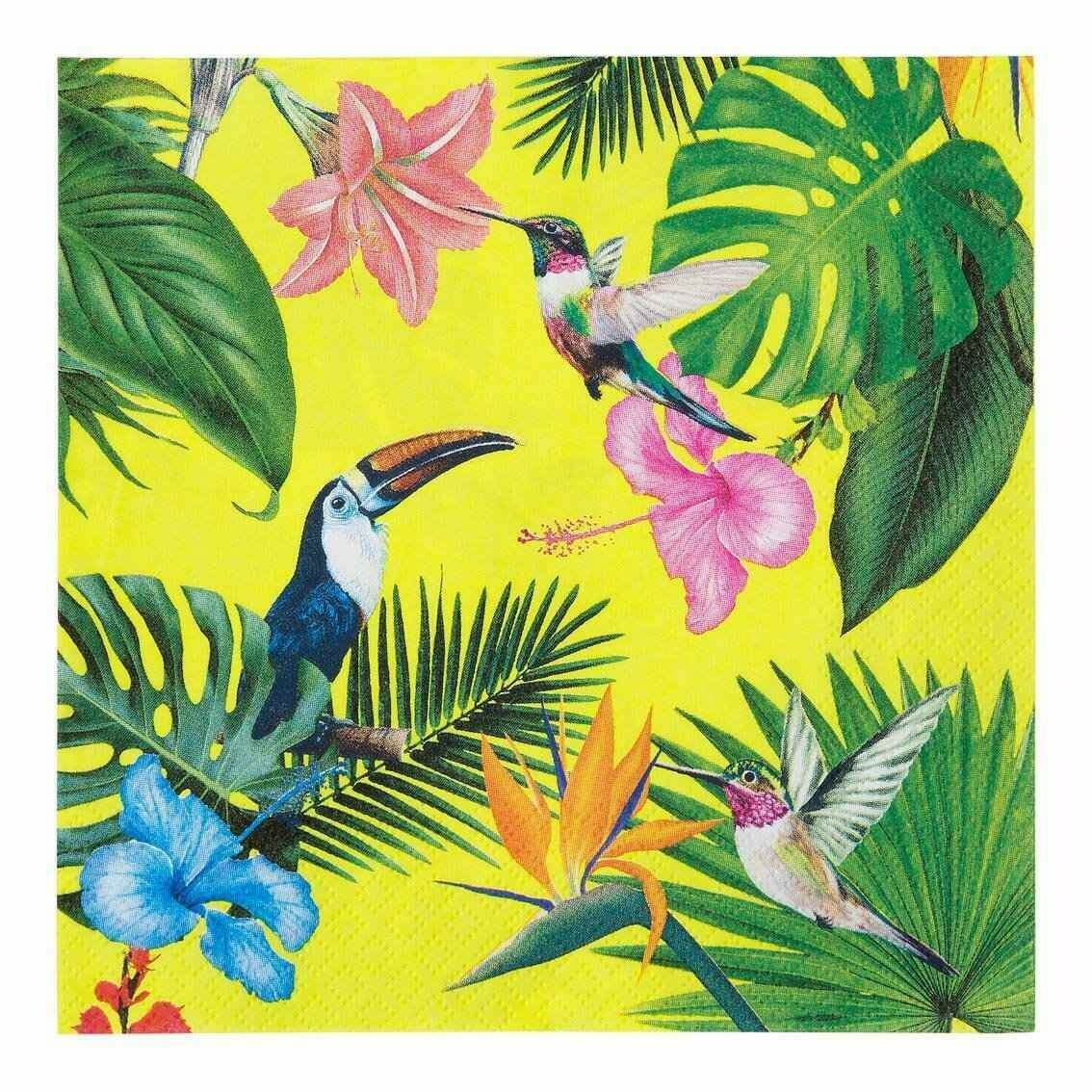 SERVIETTE TROPICALE. TOUCANS (x16)