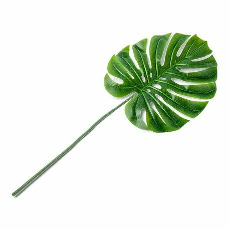 FEUILLE TROPICALE VERTE 34X30CM SUR TIGE 44CM