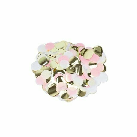 CONFETTIS PAPIER ROSE BLANC OR 3CM 36 GRAMMES