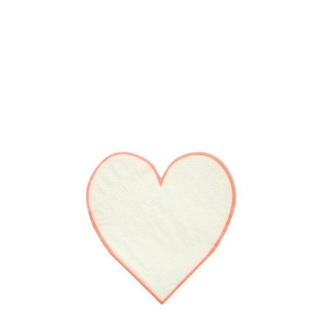 SERVIETTE COCKTAIL FORME COEUR ROSE (x20)