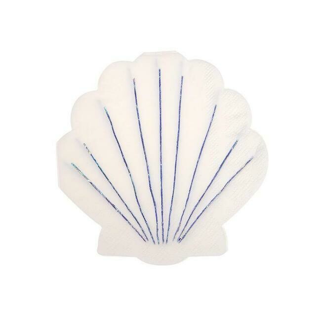 SERVIETTE COCKTAIL FORME COQUILLAGE (x16)